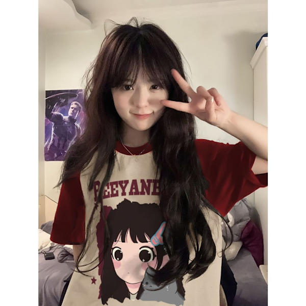 Kesäiset lyhyet hihat Muoti pyöreä pääntie, polyesteri Raglan Sleeve M