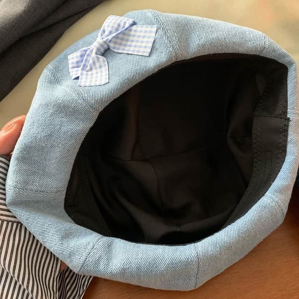 Denim Baskerhatt Målarhatt BLÅ ROSETT blue bow-bow