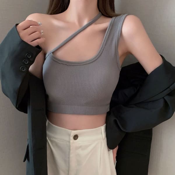 Ærmeløs Cropped Top Camis til Kvinder, SORT black