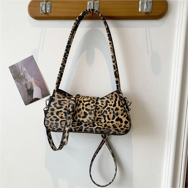 Leopard Håndtaske Læder Clutch Taske BRUN brown