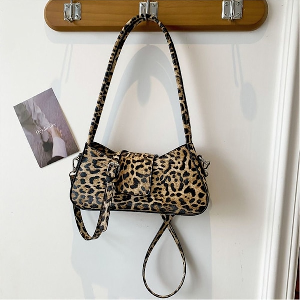 Leopard Handväska Läder Clutchväska BRUN brown