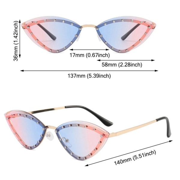 Cat Eye solbriller Rimless Shades GRADIENT TEA GRADIENT TEA Gradient Tea