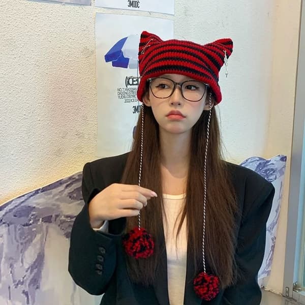 Japansk Beanie Lue Ins Little Devil GRÅ grey
