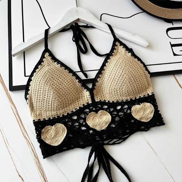 Kvinder Badetøj Top Strandtøj Outfit HJERTE-SORT HJERTE-SORT Heart-Black
