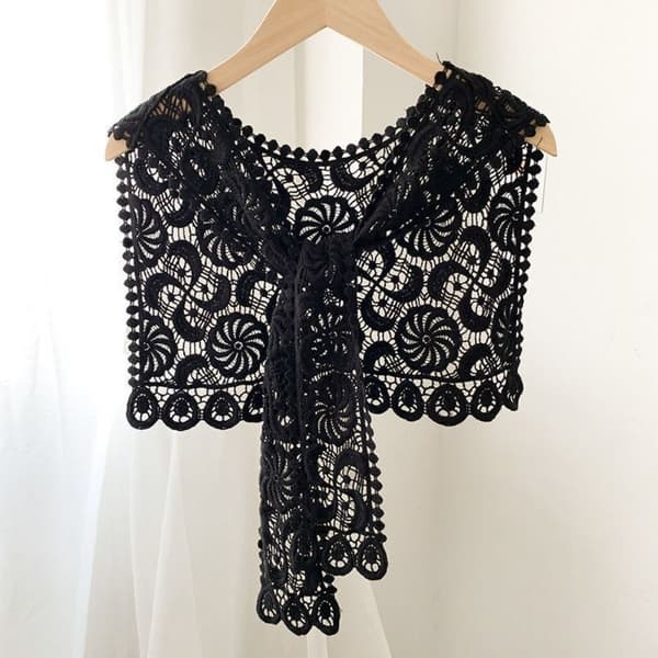 Strikket sjal bluse skuldre SORT Black