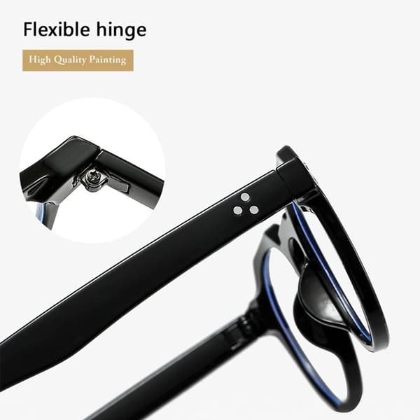 Firkantede briller med anti-blåt lys, SORT Black