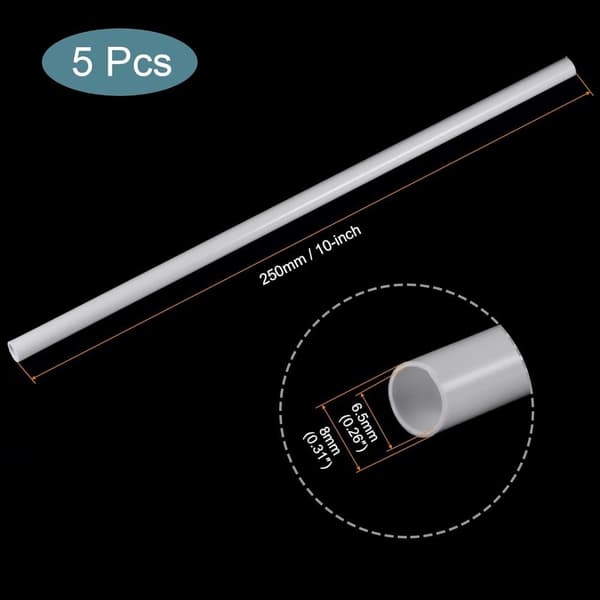 5 stk. Plastmodelrør ABS Rundt Rør 8MM 8MM 8mm