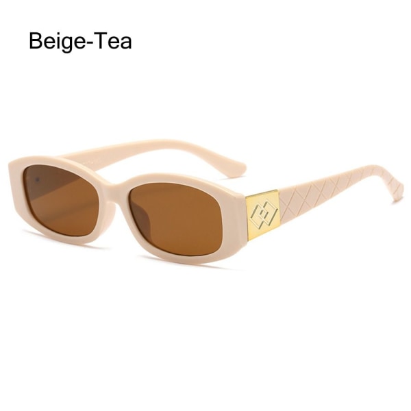 Oval lille stel solbriller rektangulære skærme BEIGE-TEA BEIGE-TEA Beige-Tea