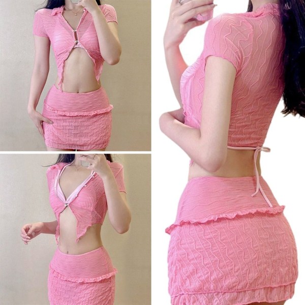 Lace Up Set Summer Swimsuit PINK XL pink XL