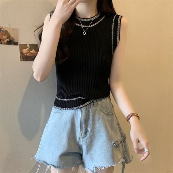 Rundhals T-shirt Vest SORT SORT Black