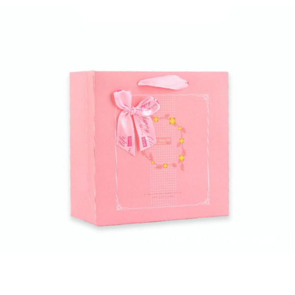 Ruusukukkalahjakassi Paperikassi PINK M M Pink M-M