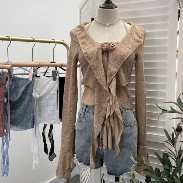 Topp Koftset Linne SVART Black