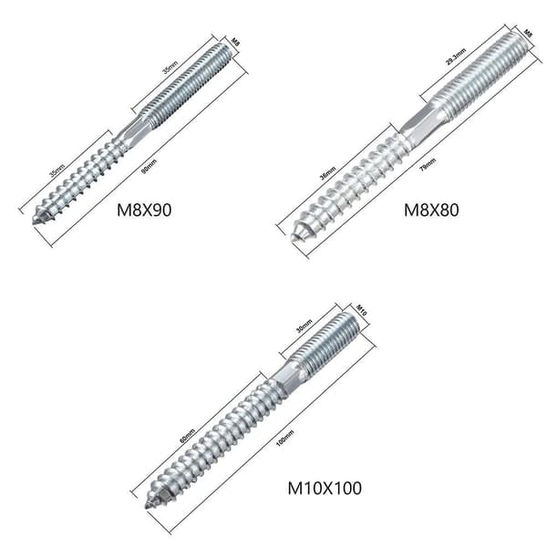 8 kpl ripustusruuveja M10X100MM 8PCSM10x100mm