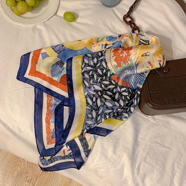 Silk Headscarf Fashionabla scarf BLÅ blue
