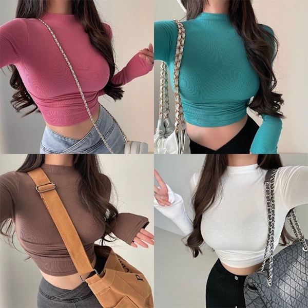 Slim Fit T-paita Spicy Girl Versatile toppi PINK M pink M
