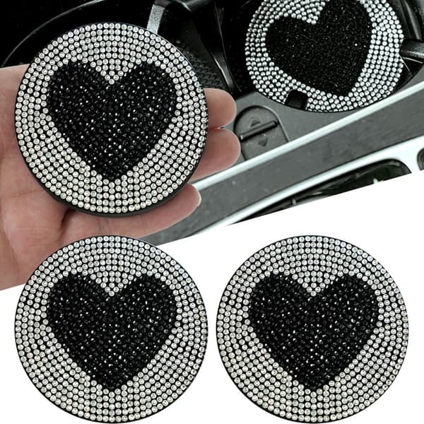 2 stk. Bilunderlag til vandkop, SORT HJERTE, SORT HJERTE Black Heart