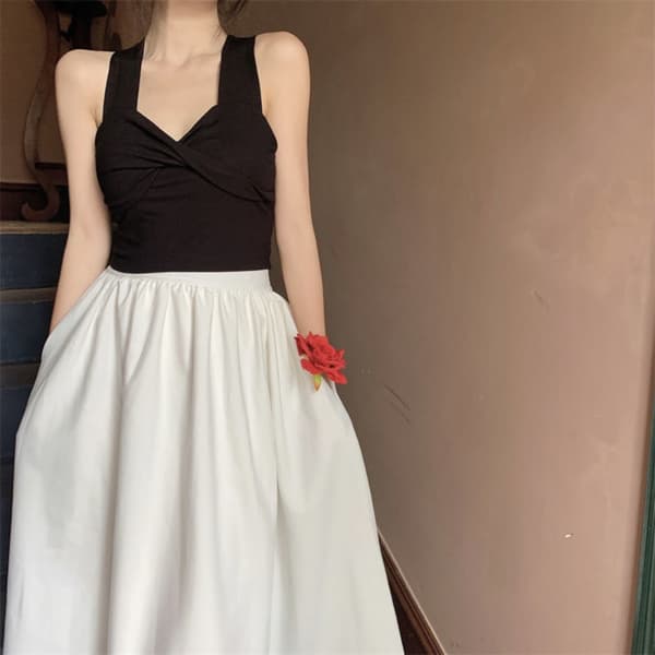V-hals Slyngetop SORT Black