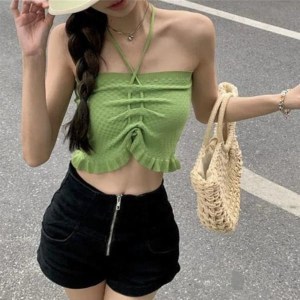Neulotut Crop Topit Naisten lyhyt toppi VALKOINEN white