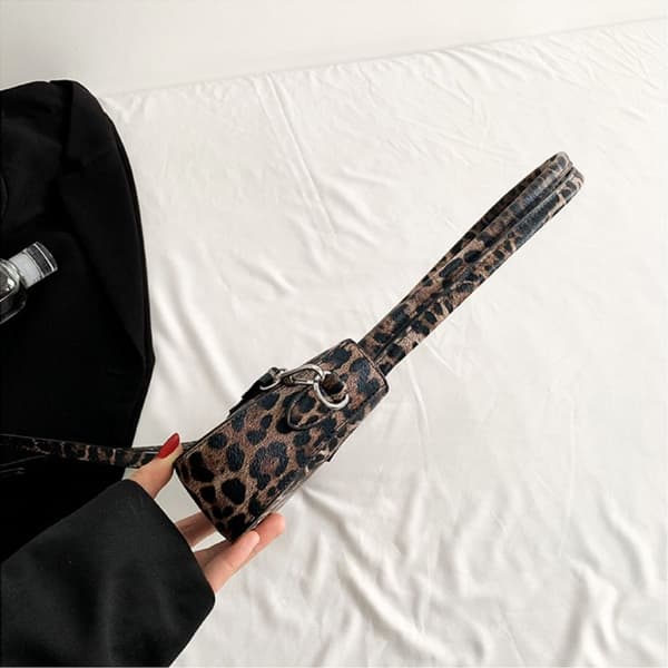 Leopard Håndtaske Læder Clutch Taske SORT black
