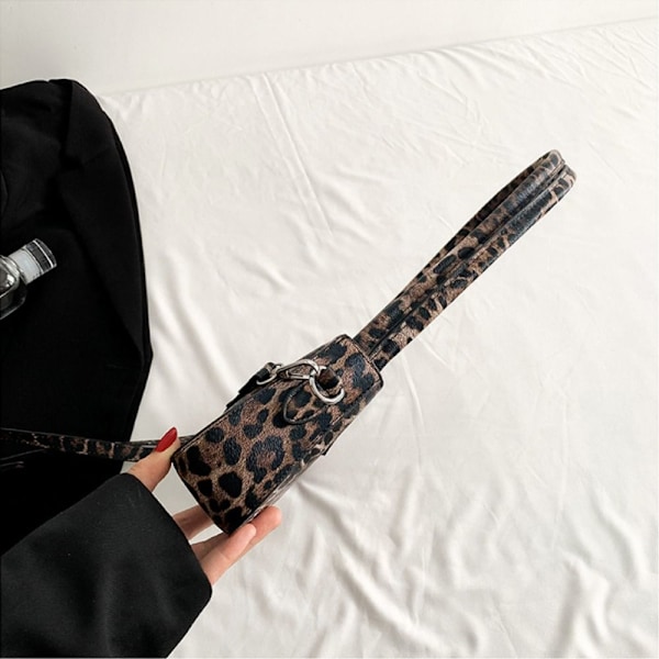 Leopard Handväska Läder Clutchväska BRUN brown