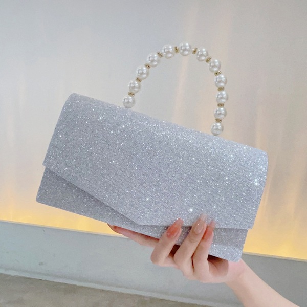 Pearl Clutch kukkaro juhlakäsilaukku SILVER Silver