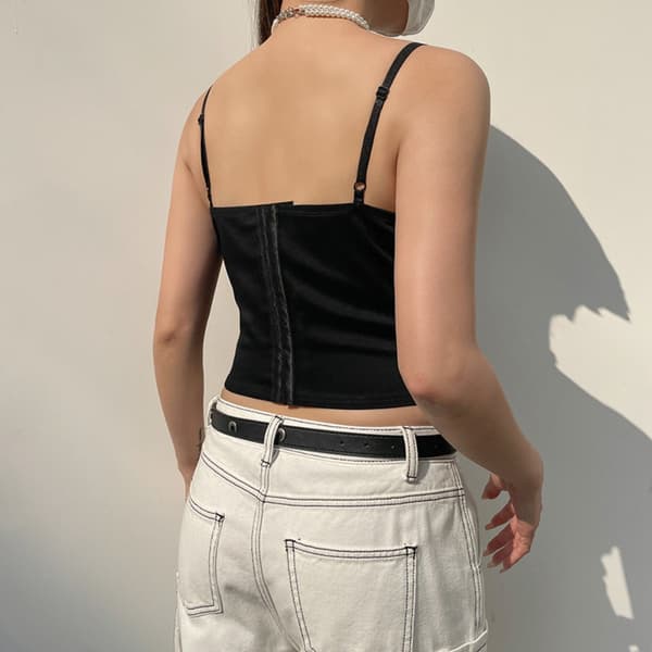 Kvinders stropløse camisole med sløjfe, SORT S Black S