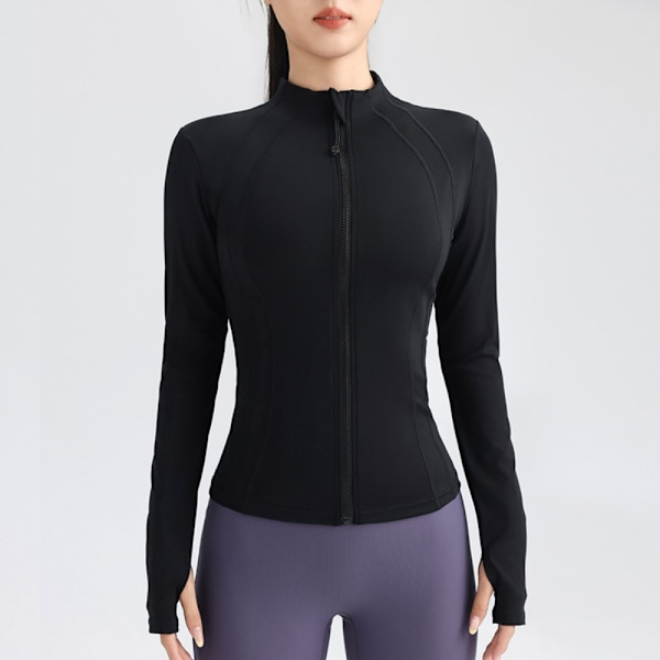 Sport Långärmad Ytterkläder Fitness Stand Up Collar Top Black XL