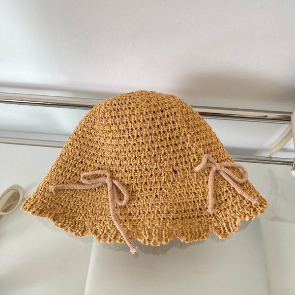 Bow Knot Beach Hat Sammenleggbar Bøttehatt BEIGE BEIGE Beige