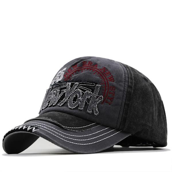 Broderi Baseball Caps Distressed Faded Casquette SORT black