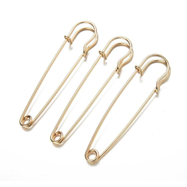 10 stk Store Sikkerhedsnåle Broche Pins GULD 70MM 70MM Gold 70mm-70mm