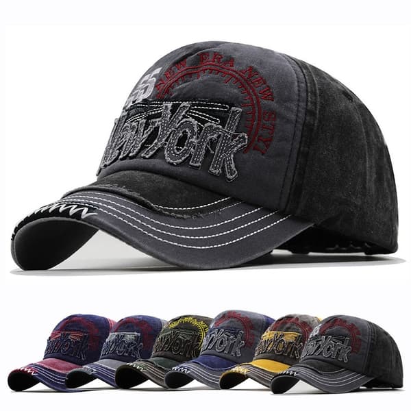 Broderade Basebollkepsar, Sliten och Blekt, GRÅ grey