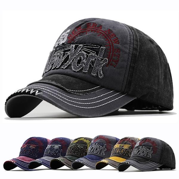 Broderi Baseball Caps Distressed Faded Casquette SORT black