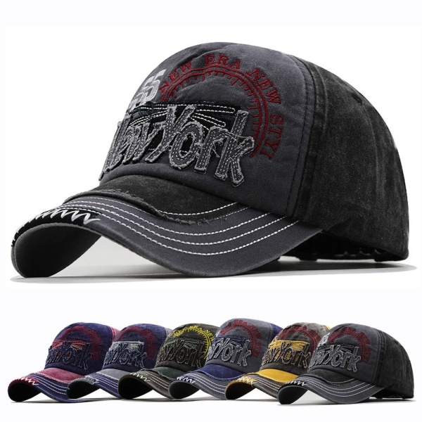 Broderi Baseball Kepsar Distressed Faded Casquette GRÅ grey