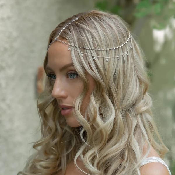 Krystal Hovedkæde Elegante Hår Accessories SØLV silver
