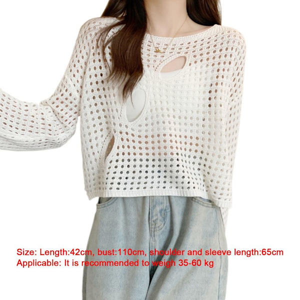 Udhulede bluser Fishnet Pullover HVID white