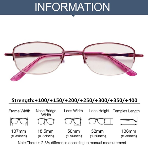 Business Läsglasögon Ultralätt glasögon ROSE RÖD STYRKA Rose red Strength 350