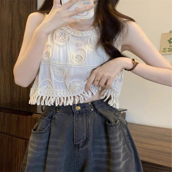Broderte Vest Vest HVIT White