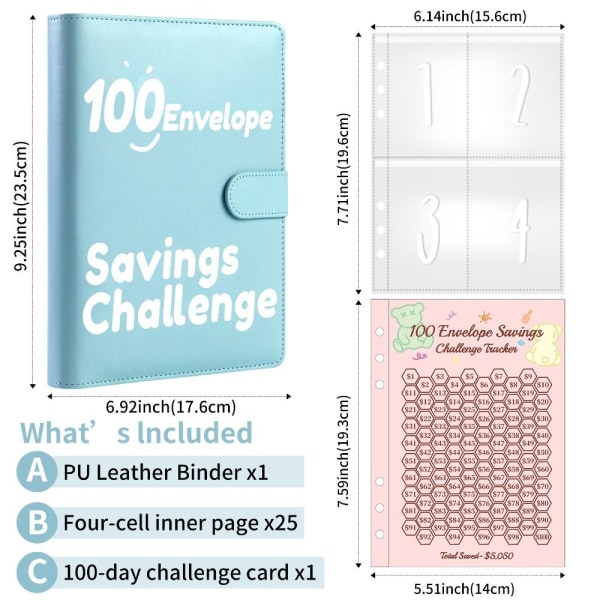 100 Days Savings Challenge Saving Challenge Perm ROSA Pink