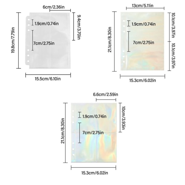 10 STK Løsblade Album Fotokort Album Binder TRANSPARENT 4 transparent 4 grids-2-4 grids-2