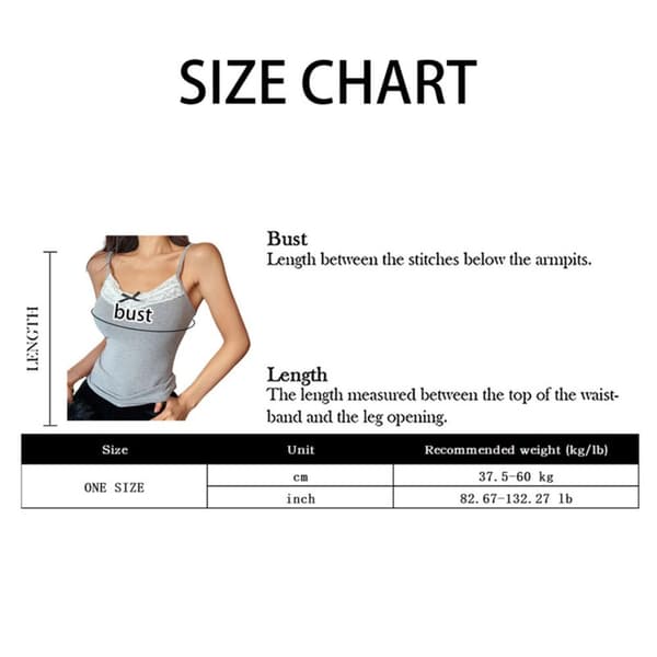 V-ringad Slim Tank Topp med Spetsdetaljer GRÅ Gray