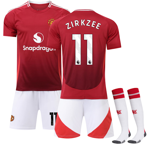 2024-2025 Manchester United Home Kids Football Shirt Kit No.11 Zirkzee Adult XS