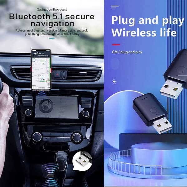 Bil Bluetooth 5.1 Bluetooth Sender & Mottaker Audio Mottaker