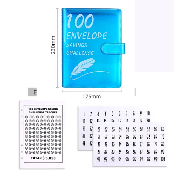 100 Days Savings Challenge Spara utmaning Binder BLÅ Blue