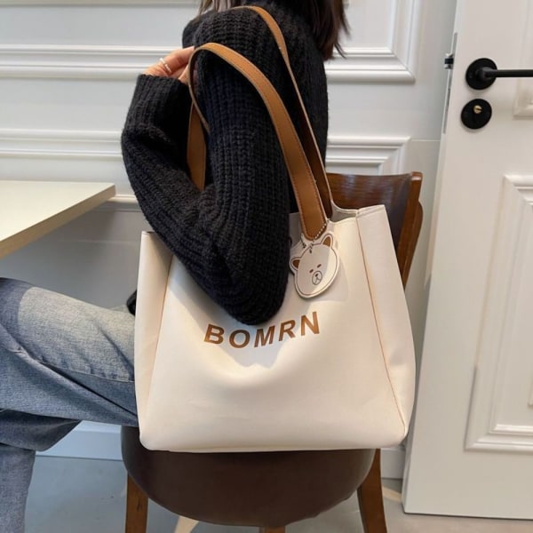 Shopperväska Axelväska VIT BRUNT VIT BRUNT white brown