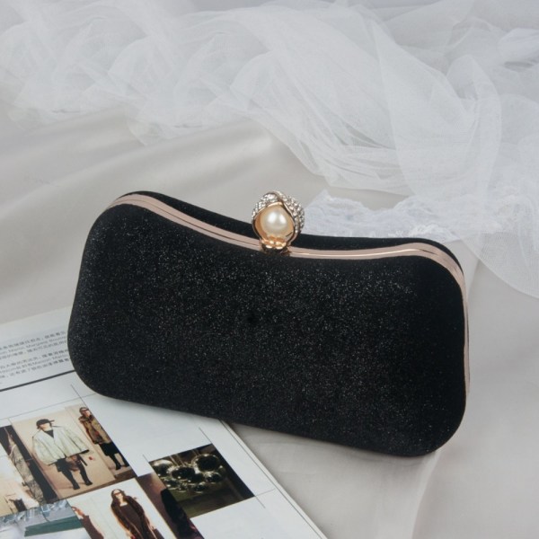 Bronzing Bankettaske Single Shoulder Chain Bag SORT Black