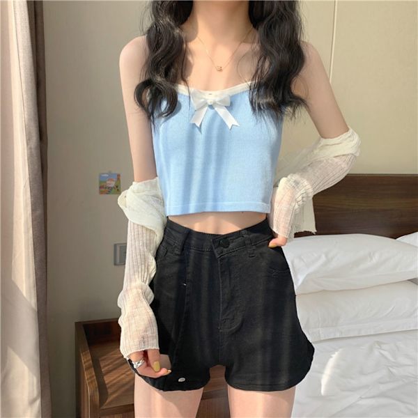 Vest Crop Topit TUMMANSINISTÄ Dark blue