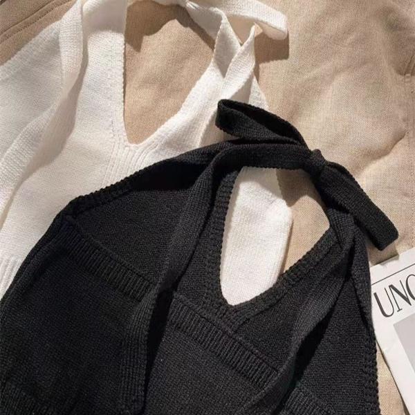 Stickad omlott-topp VIT White