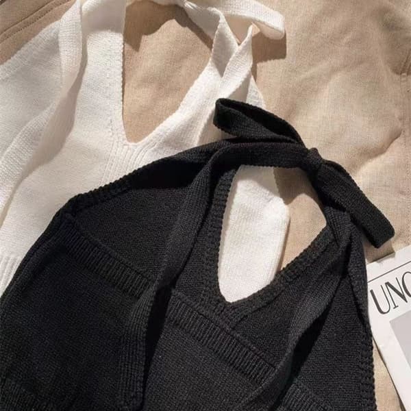 Strikket slå-om-top SORT Black