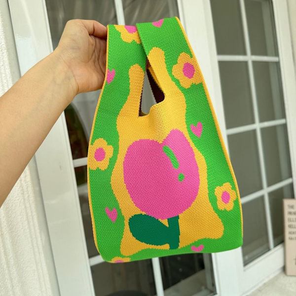 Spring Tulip Handbag Knit Handbag GRØNN green
