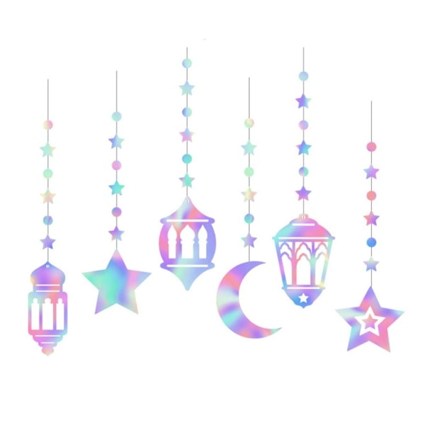 Eid Mubarak Garland hængende dekorativt banner iriserende